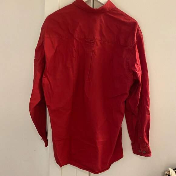 Vintage Eddie Bauer Shirt Men’s Large Red Long Sleeve Button Up Heavy cotton S - Picture 6 of 9